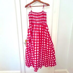LOFT Red Gingham Picnic Plaid Dress Size 12